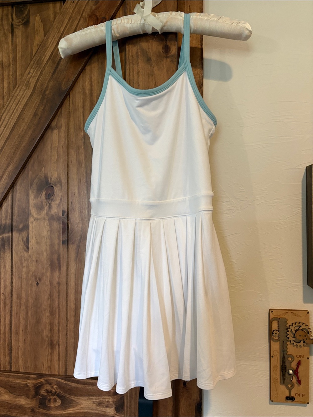 abercrombie kids White Dress with Light Blue Trim Casual Skater